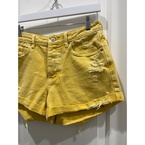 Free People CRVY Anytime Anywhere Denim Shorts in Sultana Yellow Sz 27 - Picture 2 of 5